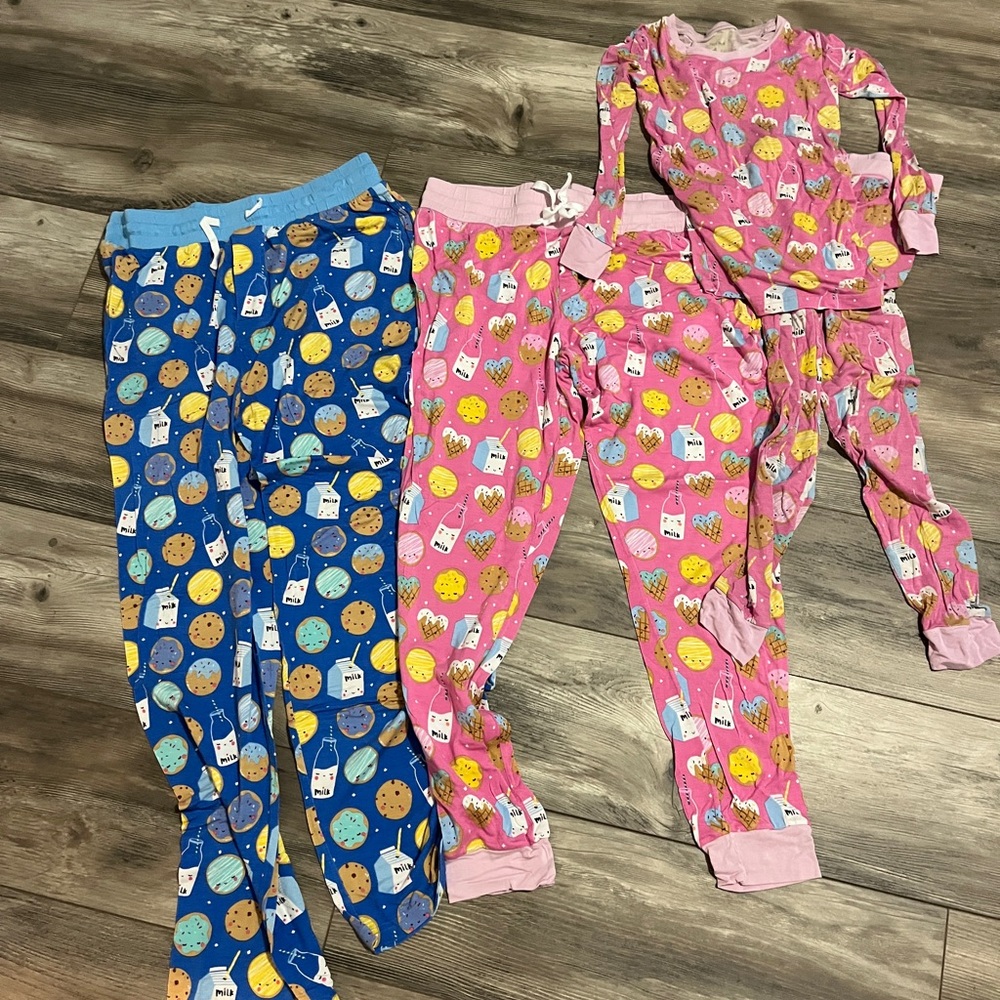 Family Pajama Set - Pink and Blue with Milk and Cookies